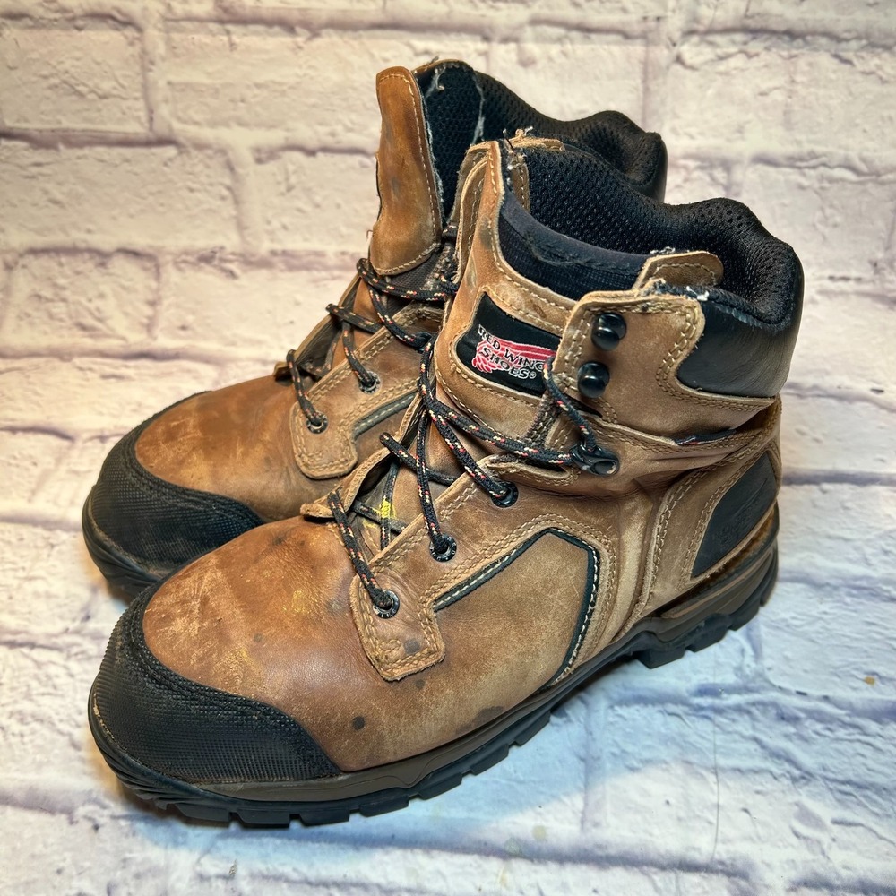 Red Wing Shoes 2401 Work Boots Mens 8.5 EE Brown Leather Ankle Steel Toe Lace Up